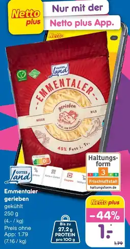 Netto Marken-Discount GUTES Land Emmentaler gerieben Angebot