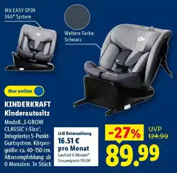 Lidl KINDERKRAFT Kinderautositz Angebot