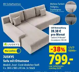 Lidl JUSKYS Sofa mit Ottomane Angebot