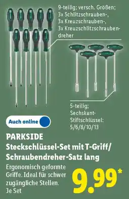 Lidl PARKSIDE Steckschlüssel-Set mit T-Griff/Schraubendreher-Satz lang Angebot