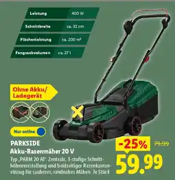 Lidl PARKSIDE Akku-Rasenmäher 20 V Angebot
