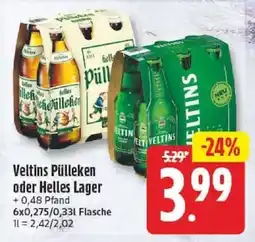 Edeka Veltins Pülleken oder Helles Lager Angebot