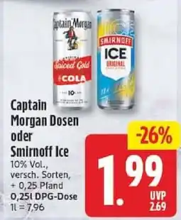 Edeka Captain Morgan Dosen oder Smirnoff Ice Angebot