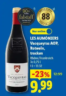 Lidl LES AUMÔNIERS Vacqueyras AOP, Rotwein, trocken Angebot