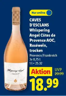 Lidl Caves d'Esclans Whispering Angel Cotes de Provence AOC Roséwein Angebot