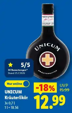 Lidl UNICUM Kräuterlikör Angebot