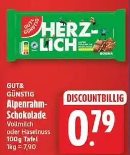 Edeka HERZLICH Alpenrahm-Schokolade Angebot