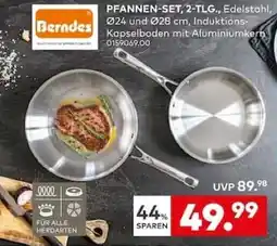 porta PFANNEN-SET, 2-TLG., Edelstahl, Ø24 und Ø28 cm, Induktions-Kapselboden mit Aluminiumkern Angebot