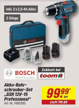 toom Baumarkt BOSCH Akku-Bohr-schrauber-Set „GSR 12V-15 Professional“ Angebot