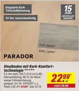 toom Baumarkt PARADOR Vinylboden mit Kork-Komfort-technologie Angebot