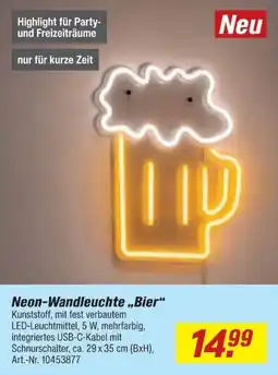 toom Baumarkt Neon-Wandleuchte „Bier“ Angebot