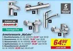 toom Baumarkt Armaturenserie „MyCube“ hansgrohe Angebot