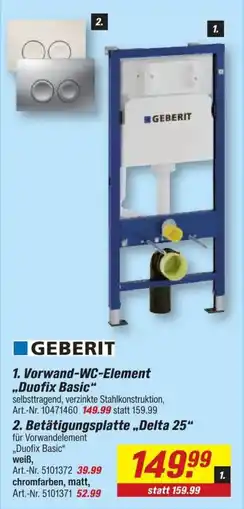 toom Baumarkt GEBERIT Vorwand-WC-Element „Duofix Basic“ Angebot