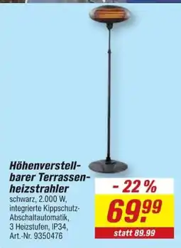 toom Baumarkt Höhenverstellbarer Terrassen-heizstrahler Angebot