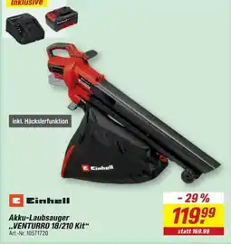 toom Baumarkt Einhell Akku-Laubsauger „VENTURRO 18/210 Kit“ Angebot