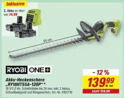 toom Baumarkt RYOBI ONE+ Akku-Heckenschere ..RY18HT55A-120P" Angebot