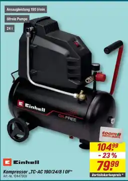 toom Baumarkt Einhell Kompressor „TC-AC 190/24/8 I OF“ Angebot