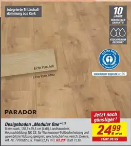 toom Baumarkt PARADOR Designboden „Modular One“ 1/2 Angebot