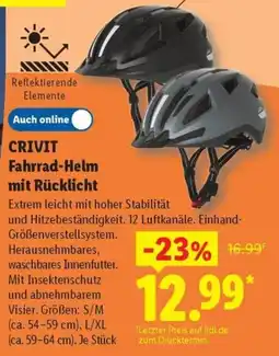 Lidl CRIVIT Fahrrad-Helm mit Rücklicht Angebot