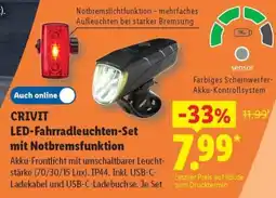 Lidl CRIVIT LED-Fahrradleuchten-Set mit Notbremsfunktion Angebot