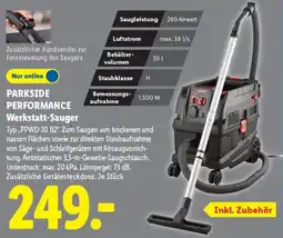 Lidl PARKSIDE PERFORMANCE Werkstatt-Sauger Angebot
