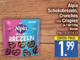 E-Center Alpia Schokobrezeln, Crunches oder Crispies Angebot