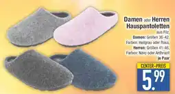 E-Center Damen oder Herren Hauspantoletten Angebot