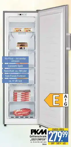 E-Center PKM Gefrierschrank GS212NFEIX Angebot