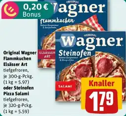 REWE Original Wagner Flammkuchen Elsässer Art oder Steinofen Pizza Salami Angebot