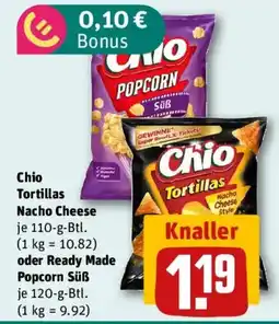 REWE Chio Tortillas Nacho Cheese oder Ready Made Popcorn Süß Angebot