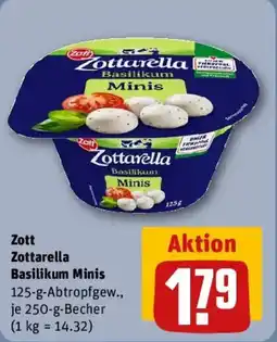 REWE Zott Zottarella Basilikum Minis Angebot