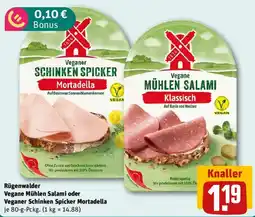 REWE Rügenwalder Vegane Mühlen Salami oder Veganer Schinken Spicker Mortadella Angebot