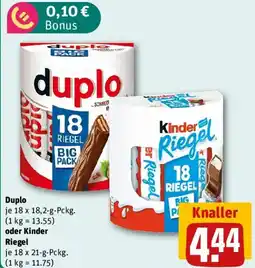 REWE Duplo oder Kinder Riegel Angebot