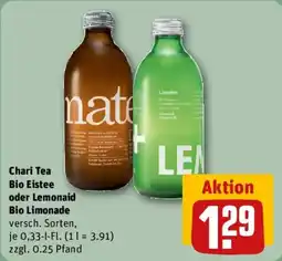 REWE Chari Tea Bio Eistee oder Lemonade Bio Limonade Angebot