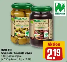 REWE REWE Bio Grüne oder Kalamata Oliven Angebot