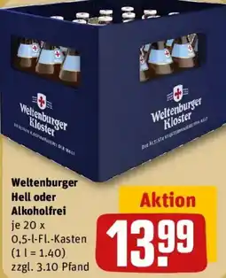 REWE Weltenburger Hell oder Alkoholfrei Angebot
