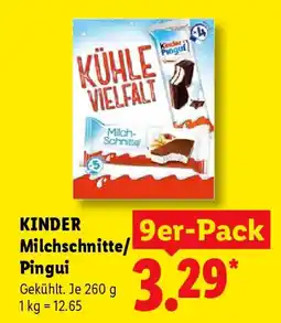 Lidl KINDER Milchschneite/Pingui Angebot