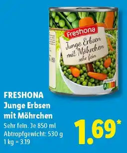 Lidl Freshona Junge Erbsen mit Möhrchen Angebot