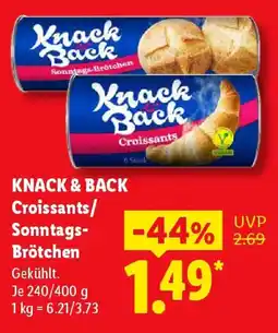 Lidl Knack & Back Croissants/Sonntags-Brötchen Angebot