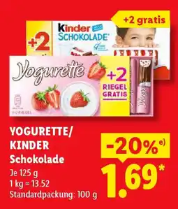 Lidl Yogurette/Kinder Schokolade Angebot