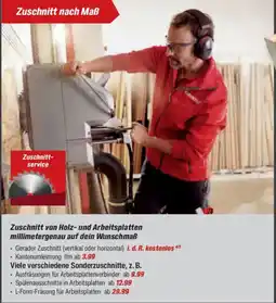 toom Baumarkt Zuschnitt von Holz- und Arbeitsplatten Angebot
