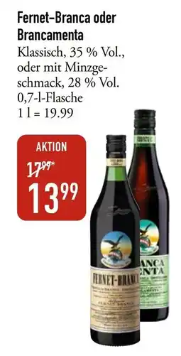 Galeria Markthalle Fernet-Branca oder Brancamenta Angebot