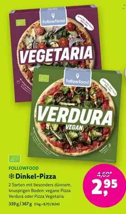 Biomarkt FOLLOWFOOD Dinkel-Pizza Angebot