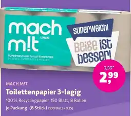 Biomarkt MACH M!T Toilettenpapier 3-lagig Angebot