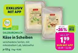Biomarkt Salzburgmilch Käse in Scheiben Angebot