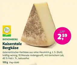 Biomarkt BIOVOMBERG Kaiserstolz Bergkäse Angebot