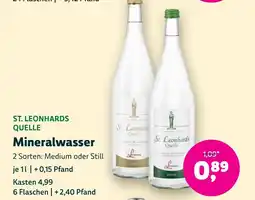 Biomarkt St. Leonhards Quelle Mineralwasser Angebot