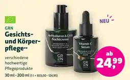 Biomarkt GRN Gesichts- und Körperpflege Angebot