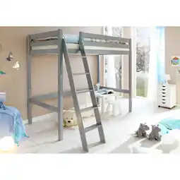 Netto Marken-Discount TiCAA Hochbett Hochschläfer Matthias Kiefer Hellgrau 90x200 cm Angebot