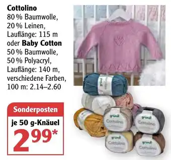 Globus Grundl Cottolino o. Baby Cotton 50g Angebot